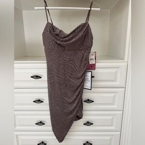 Emerald Sundae Asymmetrical Brown Dress